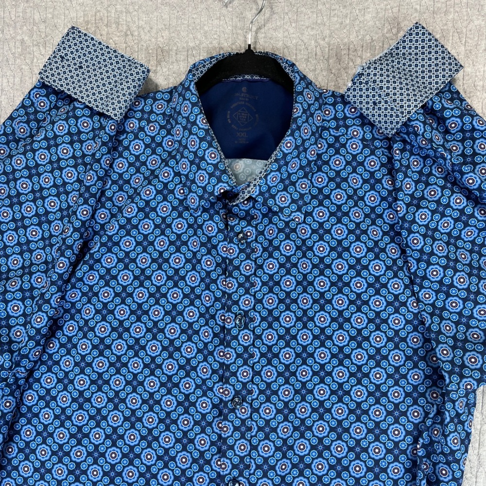 Construct Geometric performance dress shirt‎ Men XXL Long Sleeve  4 Way Stretch